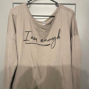 Long Sleeved T-Shirt, 2XL, Grey, I Am Enough